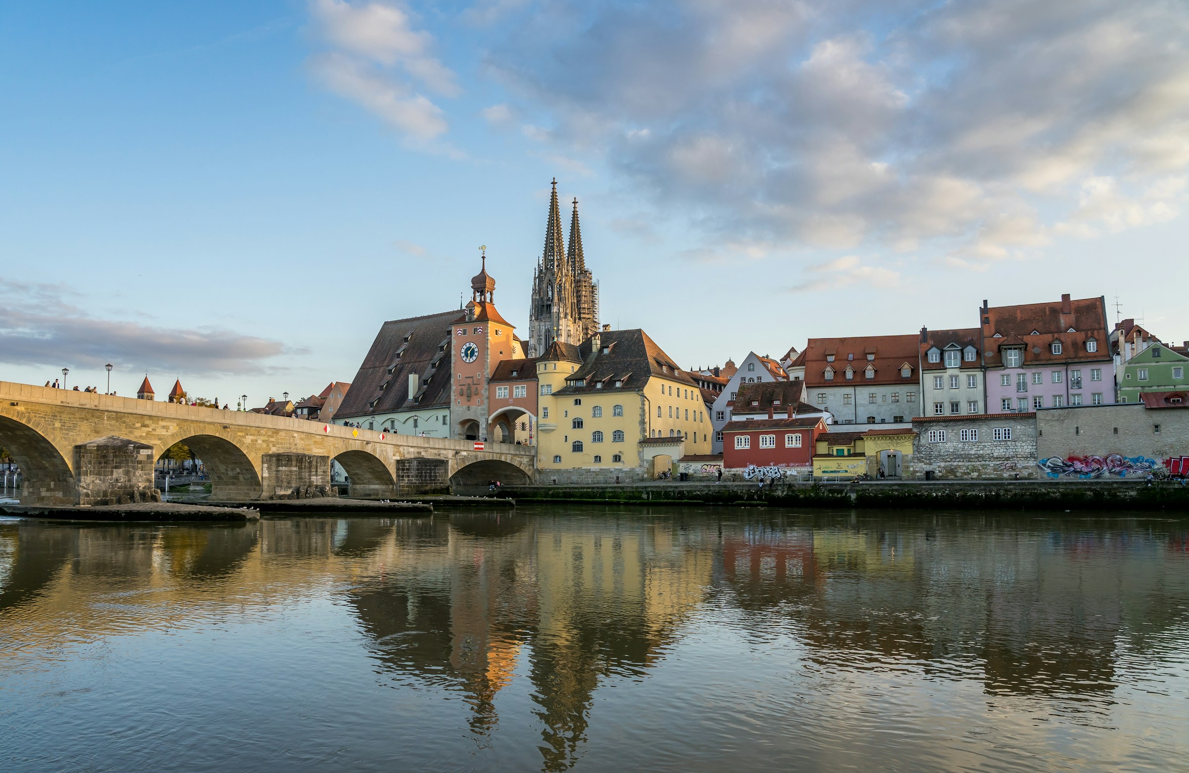 The Stone Bridge across the Danube in Regensburg, Germany